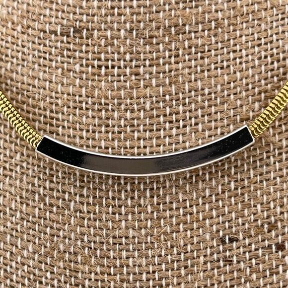 Vintage Trifari Modernist Minimalist Bar and Chain Necklace Gold Tone - Picture 2 of 4